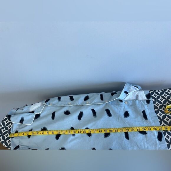 Ted Baker Sourdo Mens Brush Stroke Print Button Down Top Light Blue Size 6 NWT - Picture 9 of 12